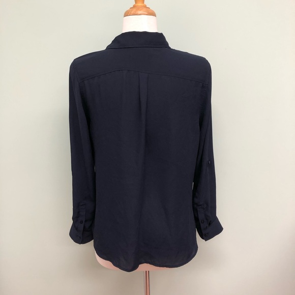Talbots | Women's Long Sleeve Blouse | Navy | Large (P) - Picture 5 of 7